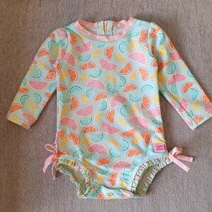RuffleButts Citrus Rash Guard Size 12-18 Months Swimsuit